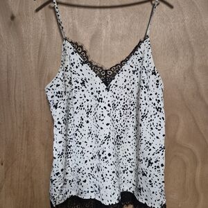 a new day Black and White Spotted Lace Cami
